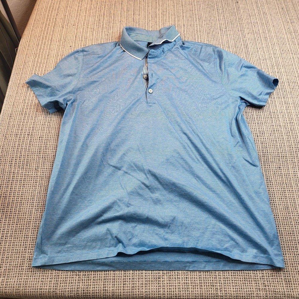 Boss Hugo Boss Polo Shirt Mens 2XL Blue Stripe Regular Fit Short Sleeve Casual